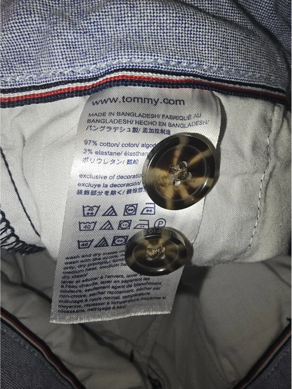 Tommy Hilfiger Men’s Navy Blue Chino Pants Slim Fit 31/32 School Preppy